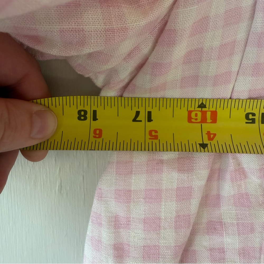 Draper James Pink Gingham Square-Neck Peplum Blouse, Size XL, Like New - Picture 6 of 7